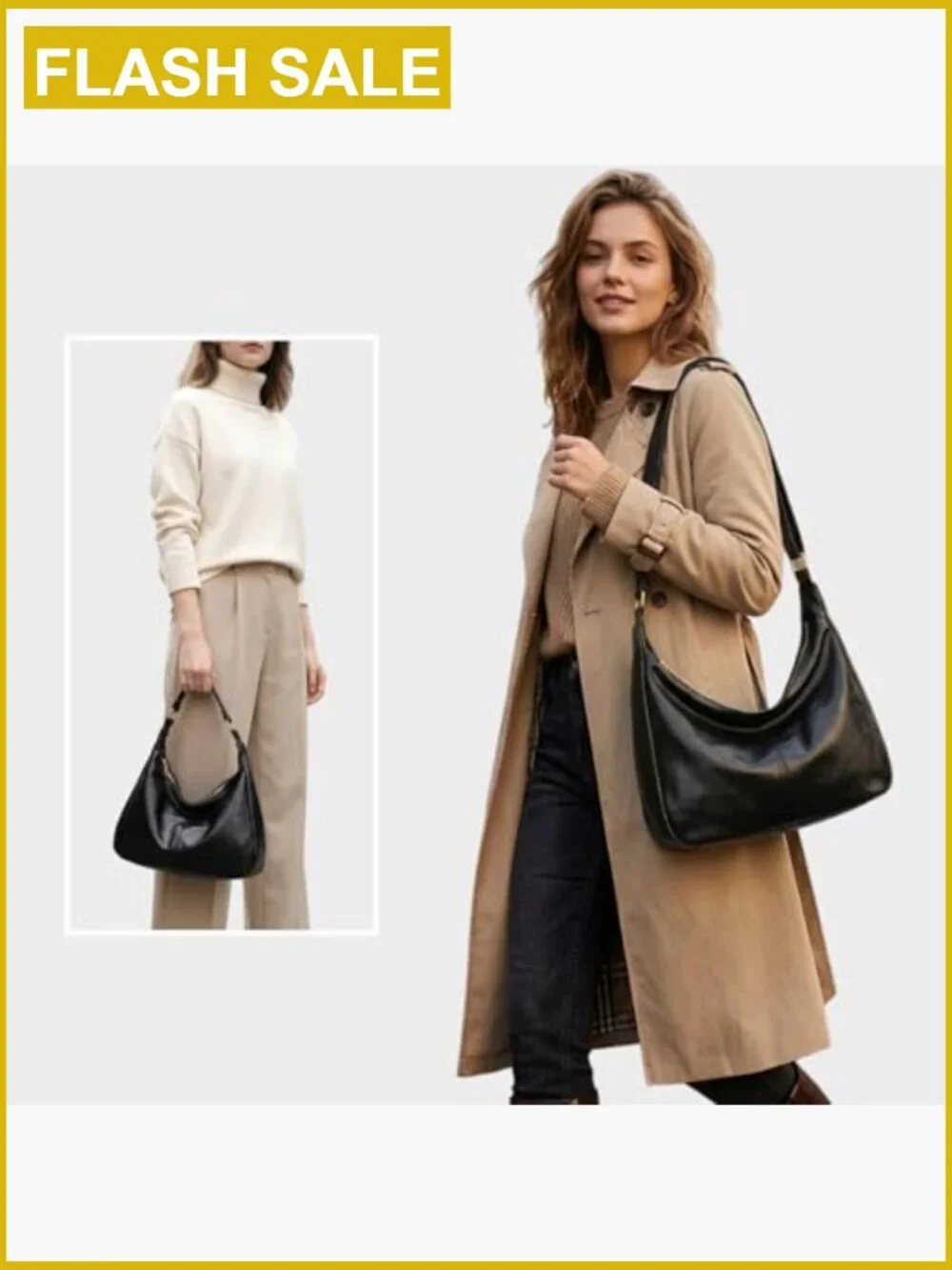 Slouchy Vegan Leather Hobo Bag Crossbody Shoulder Tote Purse Handbag for Women